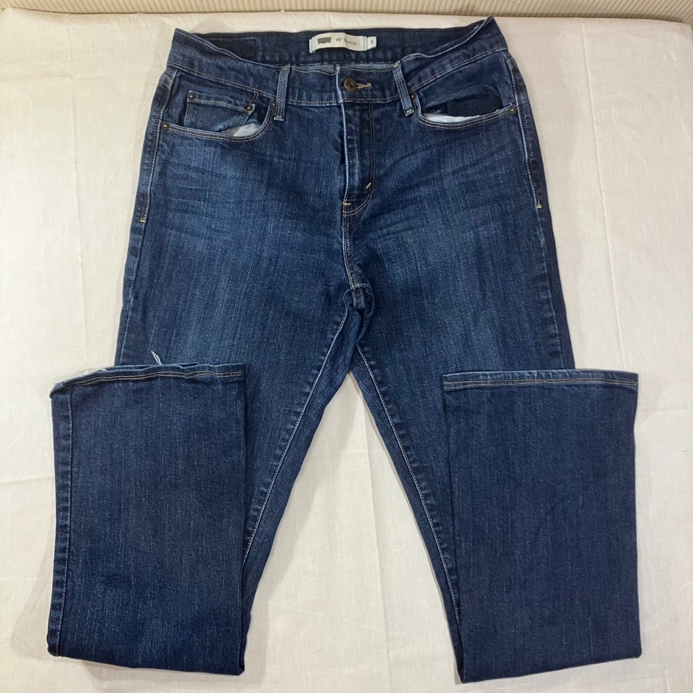 Levis 515 Bootcut Jeans Womens Size 8 W29 Dark Wash Blue Stretch Denim Mid Rise
